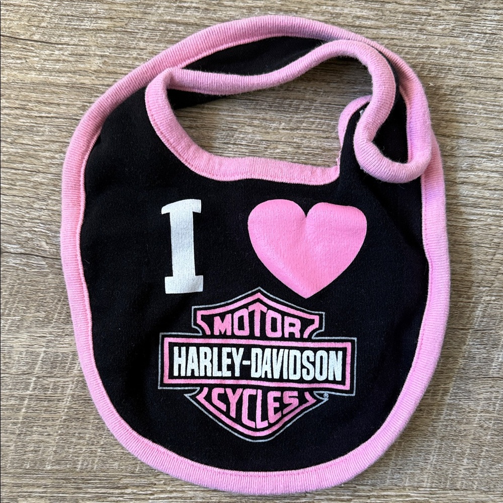 Harley-Davidson Black and Pink Infant Bib